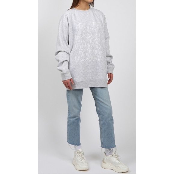 Brunette the Label Self Love club Big Sis crew sweatshirt oversized NWT - Picture 3 of 6